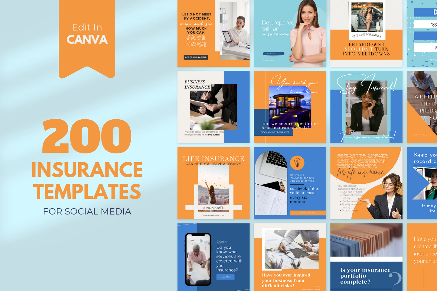 Insurance Social Media Templates - 200 Templates