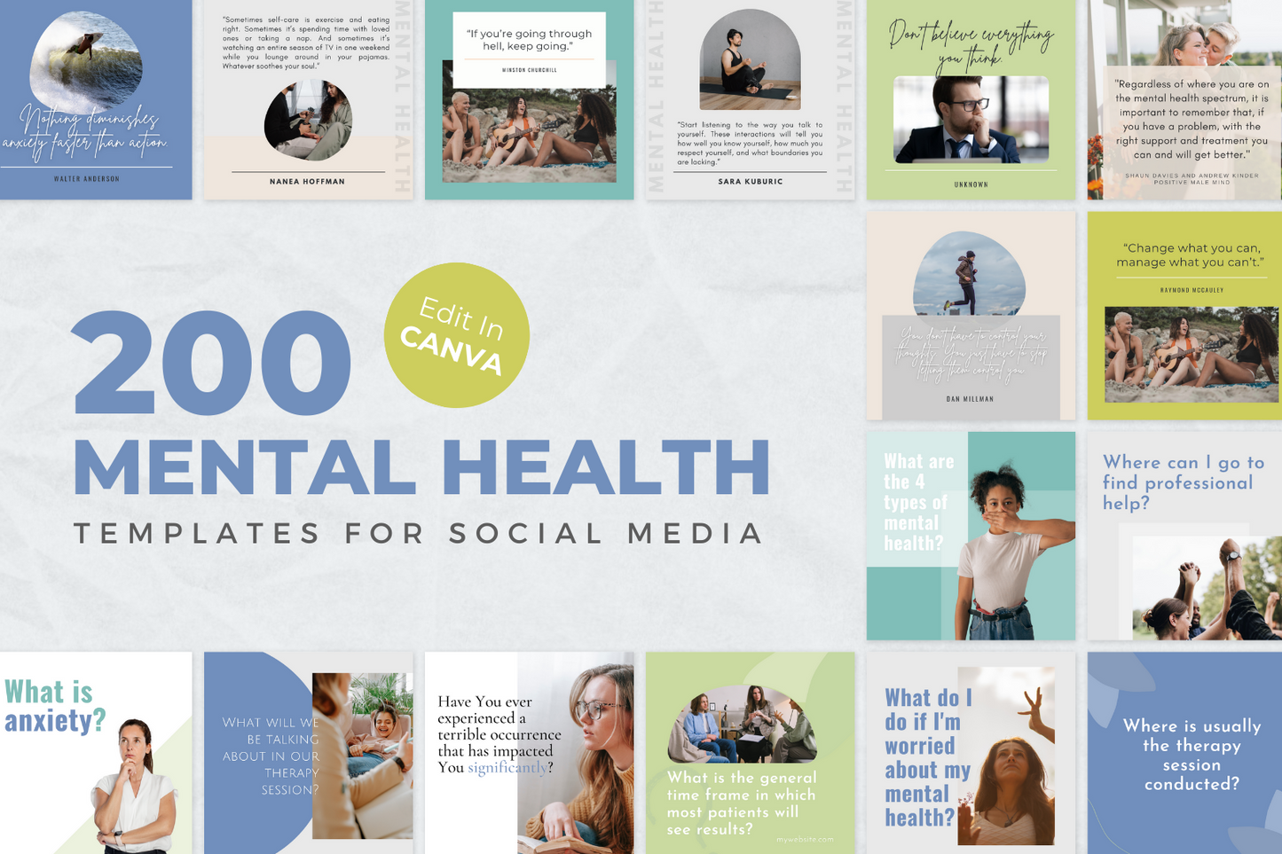 Mental Health Social Media Templates - 200 Templates