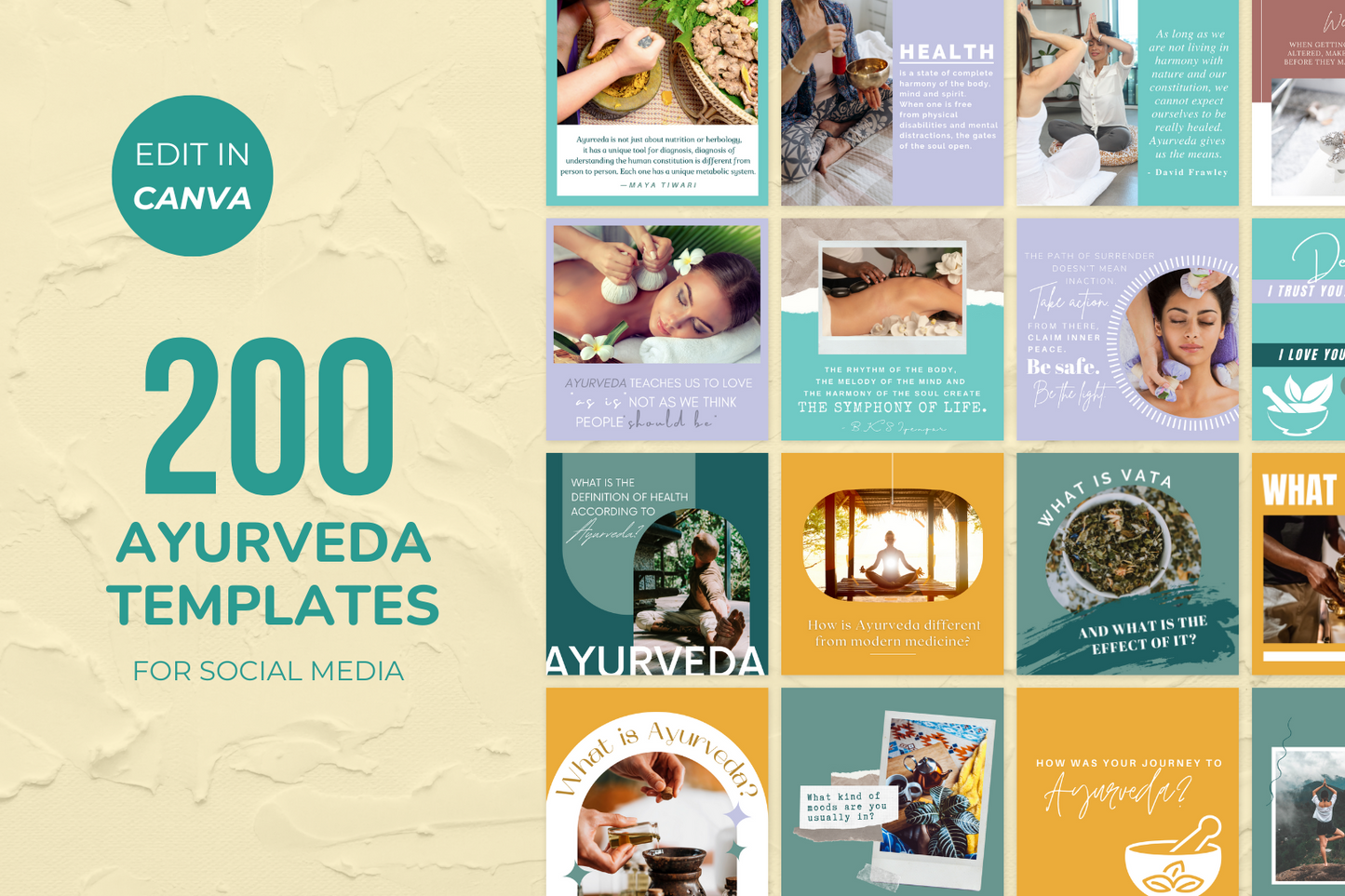 Ayurveda Social Media Templates - 200 Templates
