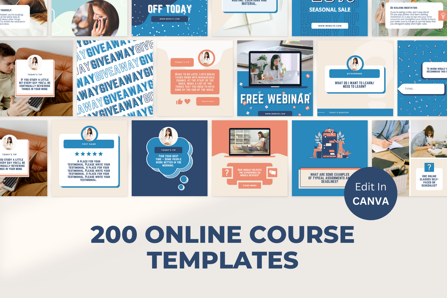 Online Course Social Media Templates - 200 Templates