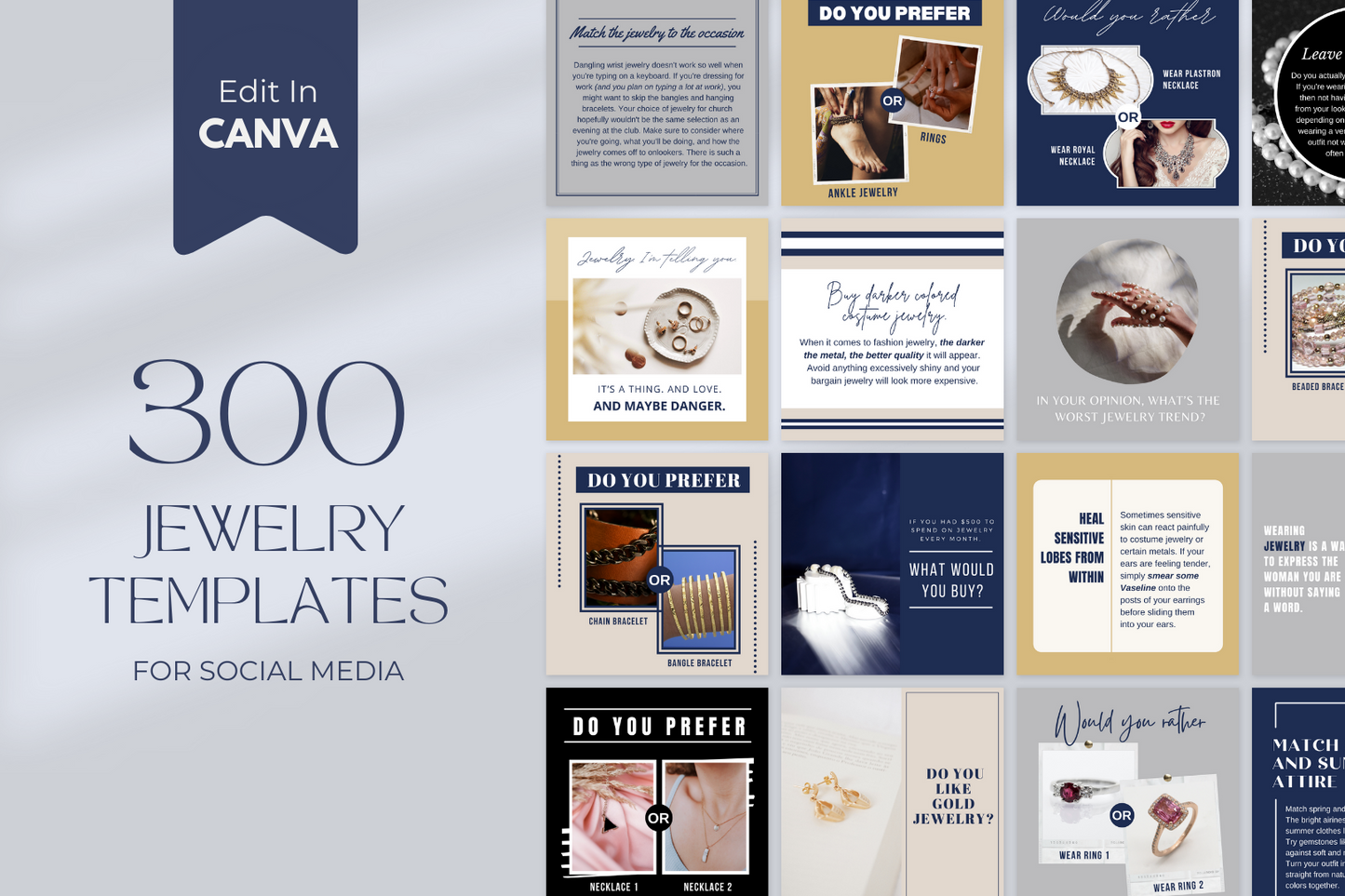 Jewelry Social Media Templates - 300 Templates