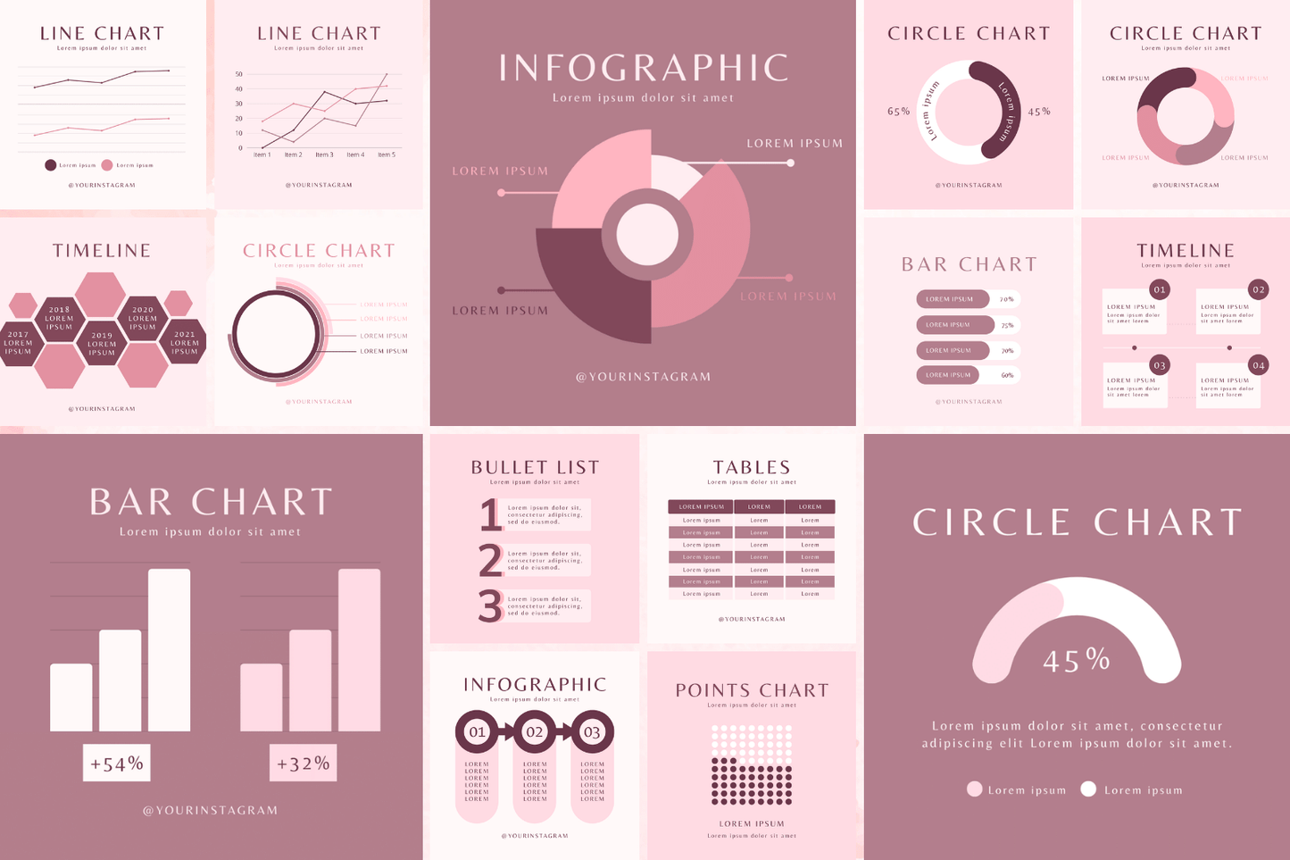 Pink Infographics for Social Media - 500 Templates